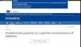 
							         Postdoctoral position in cognitive neuroscience of memory | EURAXESS								  
							    