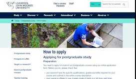 
							         Postgraduate Applications | Liverpool John Moores University								  
							    