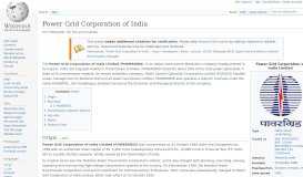 
							         Power Grid Corporation of India - Wikipedia								  
							    