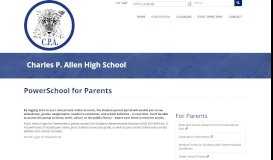 
							         PowerSchool for Parents - Charles P. Allen High School - Halifax ...								  
							    