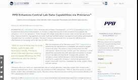 
							         PPD Enhances Central Lab Data Capabilities via Preclarus ...								  
							    