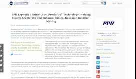 
							         PPD Expands Central Labs' Preclarus® Technology, Helping Clients ...								  
							    