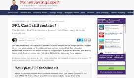 
							         PPI: Can I still reclaim? - MoneySavingExpert								  
							    