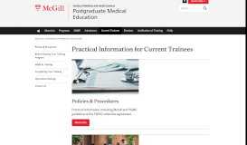 
							         Practical Information for Current Trainees ... - McGill University								  
							    