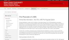 
							         Pre-Populate of LIMS | Iowa State University								  
							    