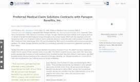 
							         Preferred Medical Claim Solutions Contracts with Paragon Benefits, Inc.								  
							    