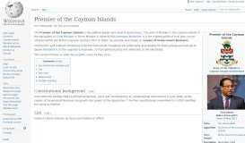 
							         Premier of the Cayman Islands - Wikipedia								  
							    