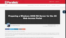 
							         Preparing a Windows 2008 R2 Server for the 2X Web Access Portal ...								  
							    