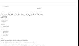 
							         Preparing to move from Partner Admin Center to Partner Center ...								  
							    
