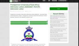 
							         Presbyterian University of East Africa Admission Letters - KUCCPS ...								  
							    