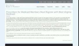 
							         Prescribers for Medicaid Members Must Register with West Virginia ...								  
							    