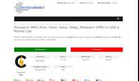 
							         Presearch (PRE) Price, Chart, Value, Today, Presearch (PRE) to USD ...								  
							    
