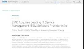 
							         Press Release: EMC Acquires Leading IT Service Management (ITSM ...								  
							    