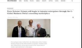 
							         Press Release: Estonia will begin to tokenize enterprises through the ...								  
							    
