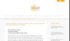 
							         PRESS RELEASE: Record broken as UK solar hits all-time generation ...								  
							    