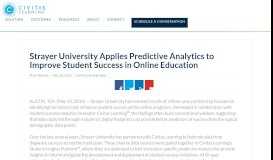 
							         Press Release - Strayer University Applies Predictive Analytics to ...								  
							    