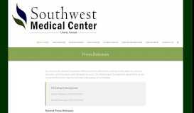 
							         Press Releases – Southwest Medical Center								  
							    