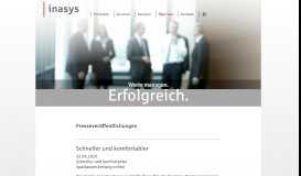 
							         Presse | inasys GmbH								  
							    