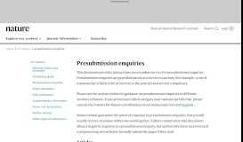 
							         Presubmission enquiries | Nature								  
							    