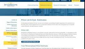 
							         Price List & Cost Estimates - Broadlawns Medical Center								  
							    