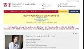 
							         Primary Care/Internal Medicine | Harvard University Health Services								  
							    