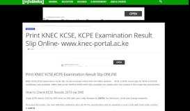 
							         Print KNEC KCSE, KCPE Examination Result Slip Online- www.knec ...								  
							    
