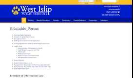 
							         Printable Forms - West Islip School District District								  
							    