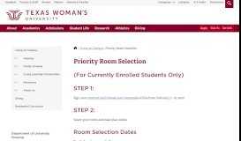 
							         Priority Room Selection - Living on Campus - Texas Woman's ...								  
							    