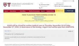 
							         Privacy & Compliance | Harvard University Health Services								  
							    