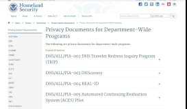 
							         Privacy Documents for Department-wide Programs | Homeland Security								  
							    