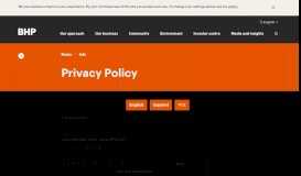 
							         Privacy Policy | BHP								  
							    