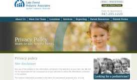 
							         Privacy Policy | Chicago IL | Lake Forest Pediatrics								  
							    