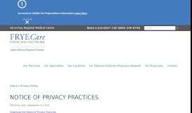 
							         Privacy Policy | FryeCare Physicians Network								  
							    