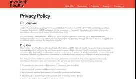 
							         Privacy Policy - Invatech Health								  
							    