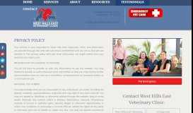 
							         PRIVACY POLICY | West Hills East Veterinary Clinic								  
							    