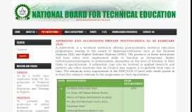
							         Private Polytechnics | National Board for Technical Education								  
							    