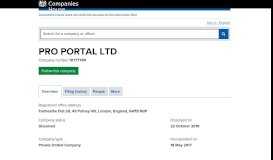 
							         PRO PORTAL LTD - Overview (free company information from ...								  
							    