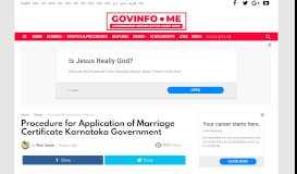 
							         Procedure for Application of Marriage Certificate Karnataka Government								  
							    