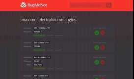 
							         procorner.electrolux.com passwords - BugMeNot								  
							    