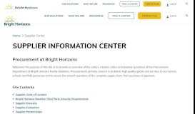 
							         Procurement Department for Suppliers | Bright Horizons®								  
							    