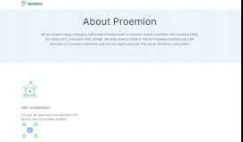 
							         Proemion - About - Company - Proemion								  
							    
