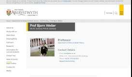 
							         Prof Bjorn Weiler - Aberystwyth University								  
							    