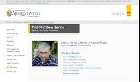 
							         Prof Matthew Jarvis - Aberystwyth University								  
							    