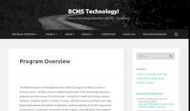 
							         Program Overview – BCMS Technology!								  
							    