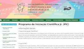
							         Programa de Iniciação Científica Jr. (PIC) - OBMEP 2019								  
							    