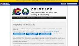 
							         Programs for Veterans | Colorado Department of Health Care Policy ...								  
							    