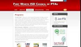 
							         Programs » Fort Worth ISD Council of PTAs								  
							    
