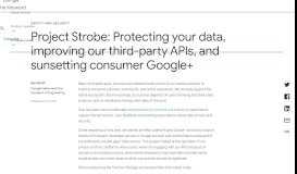 
							         Project Strobe: Protecting your data, improving our third-party APIs ...								  
							    