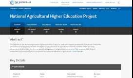 
							         Projects : National Agricultural Higher Education Project | The World ...								  
							    