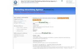 
							         Promail Inc, advertising agency, contact, clients, profile ...								  
							    